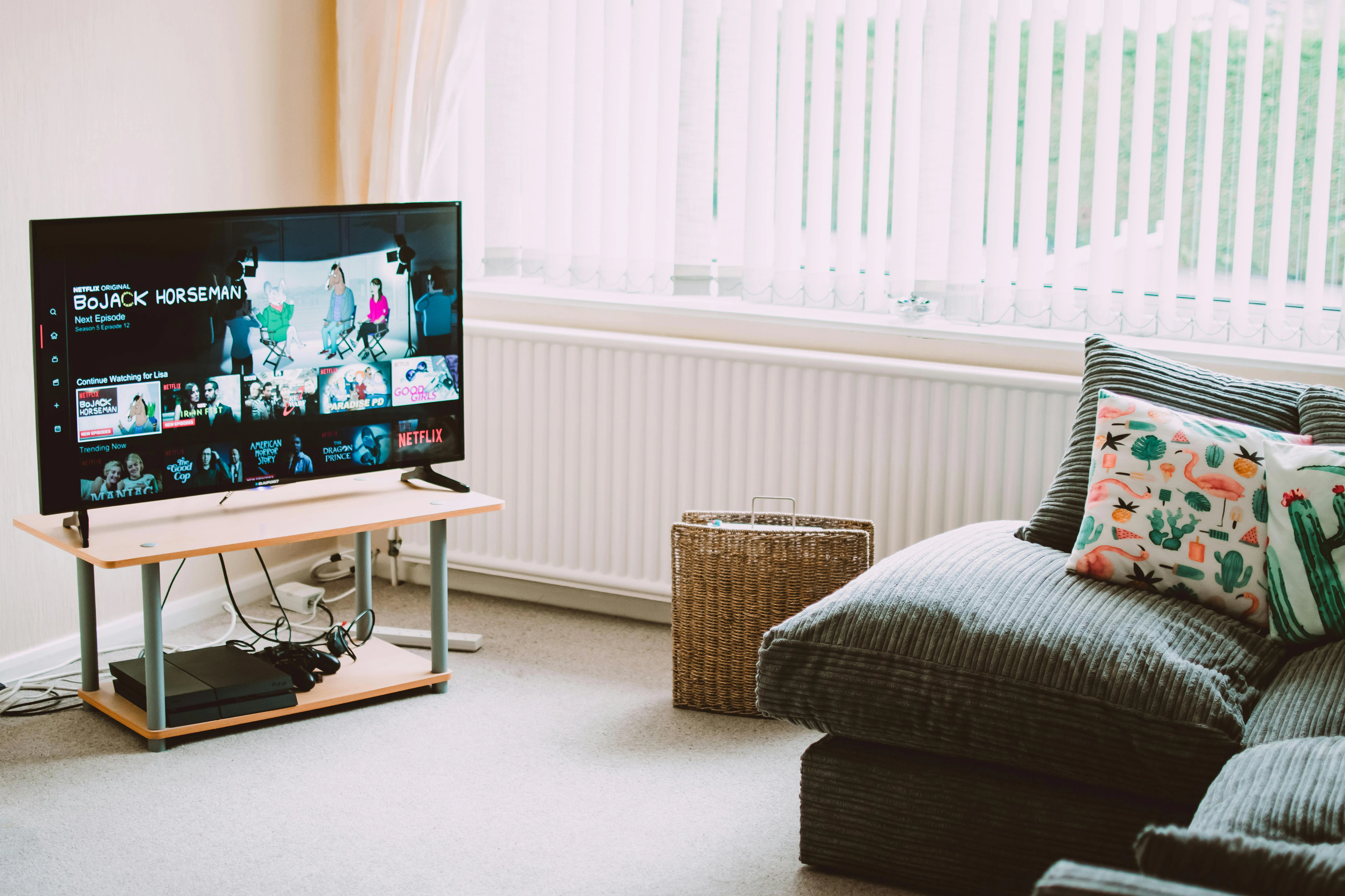Smart TV setup with automated lights and sound